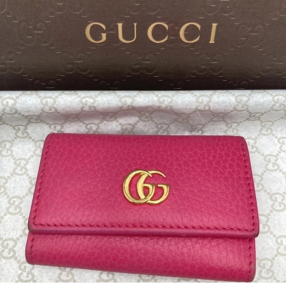 🔹️ Gucci 🔹️Key case holder GG pink Leather  marmont gg ✨️💞 - Picture 1 of 14